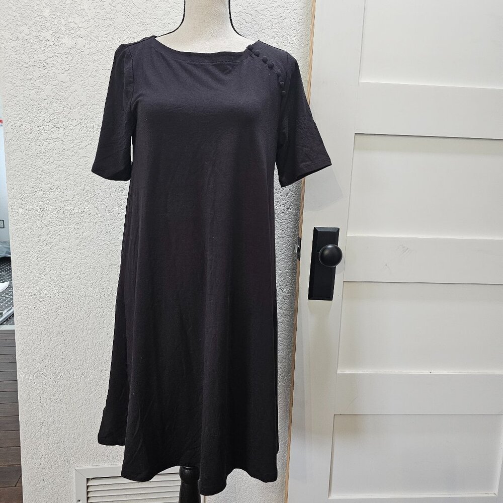 Black T-Shirt Dress with Button Details